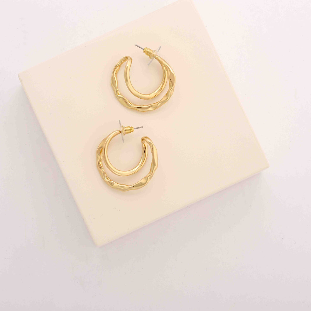 Merx Fashion Looped Textured Hoop Earring in Silver or Gold