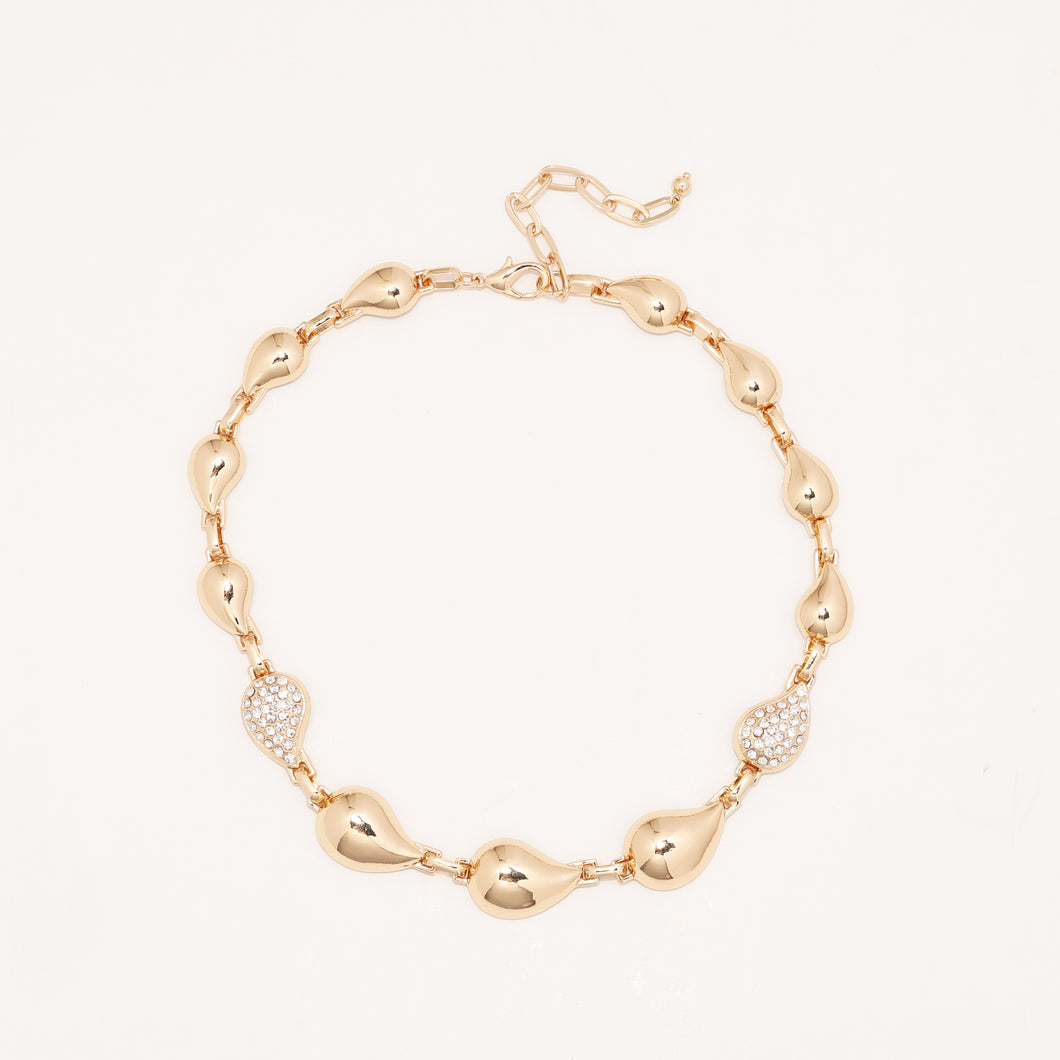 Merx Fashion Shiny Gold Teardrop Detailed Necklace