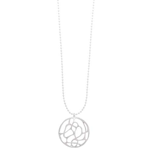 Merx Fashion Silver Chain Necklace with Abstract Circle Pendant