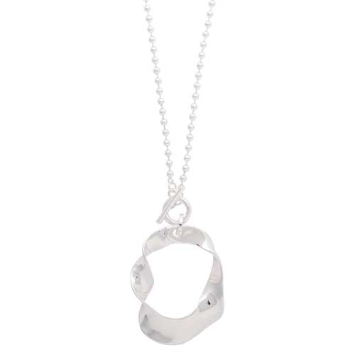 Merx Fashion Silver Chain Necklace with Twisted Circle Pendant
