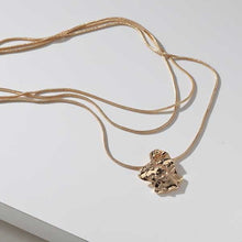 Load image into Gallery viewer, Merx Fashion Triple Chain Necklace with Hammered Pendant in Shiny Silver or Shiny Gold
