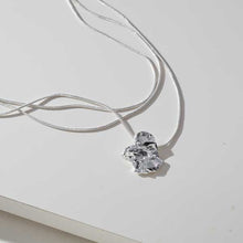 Load image into Gallery viewer, Merx Fashion Triple Chain Necklace with Hammered Pendant in Shiny Silver or Shiny Gold
