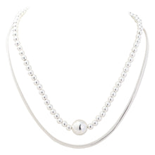 Load image into Gallery viewer, Merx Double Strand Necklace with Ball Pendant in Shiny Gold or Shiny Silver
