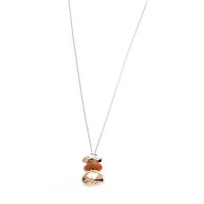 Merx Fashion Silver Snake Chain with Rose Gold & Peach Stones