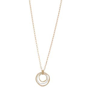 Merx Fashion Shiny KC Gold Long Necklace with Multi Circle Pendant