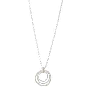 Merx Fashion Shiny NK Silver Long Chain Necklace with Multi Circle Pendant