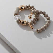 Load image into Gallery viewer, Chunky Wooden Beaded Double Bracelet with Semi Precious Stones
