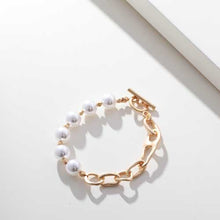 Load image into Gallery viewer, Matte Silver or Gold with Pearl Bracelet
