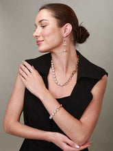 Load image into Gallery viewer, Matte Gold or Silver Chain Necklace with Pearls
