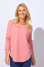 Load image into Gallery viewer, Hi Lo Round Neck 3/4 Sleeve Cotton Tee
