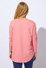 Load image into Gallery viewer, Hi Lo Round Neck 3/4 Sleeve Cotton Tee
