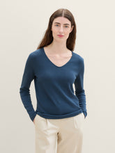 Load image into Gallery viewer, Tom Tailor Basic V-Neck Sweater in Nighttime Blue, Blackberry, Crimson or Silver Grey Melange
