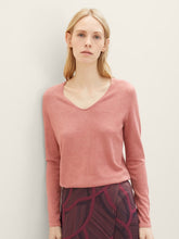 Load image into Gallery viewer, Tom Tailor Basic V-Neck Sweater in Fading Rose Melange or Ever Green
