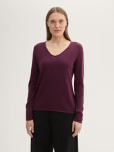 Load image into Gallery viewer, Tom Tailor Basic V-Neck Sweater in Nighttime Blue, Blackberry, Crimson or Silver Grey Melange
