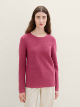 Load image into Gallery viewer, Tom Tailor Round Neck Ribbed New Ottoman Sweater in Preppy Jean Blue or Pink Velvet - 100% Cotton
