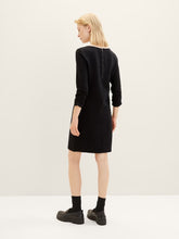 Load image into Gallery viewer, Tom Tailor Black Jacquard Mini Dress with Ruched Sleeve Detail
