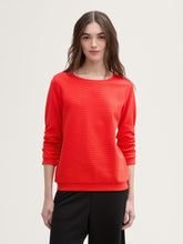 Load image into Gallery viewer, Tom Tailor Structured Jacquard Top with Ruched 3/4 Sleeves in Scarlet Red, Off White or Light Dusty Pink
