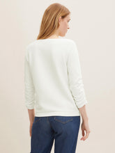 Load image into Gallery viewer, Tom Tailor Structured Jacquard Top with Ruched 3/4 Sleeve
