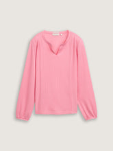 Load image into Gallery viewer, Tom Tailor Bright Rose T-Shirt Blouse with White Vertical Thin Stripes
