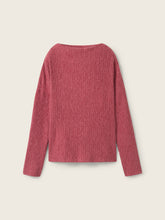 Load image into Gallery viewer, Tom Tailor Deep Red Melange Long Sleeved Top with Stand-up Collar
