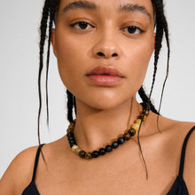 Load image into Gallery viewer, Pilgrim Unfold Semi-Precious Stones Tiger Eye Necklace - Brown &amp; Gold Plated
