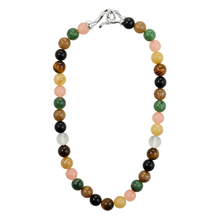 Load image into Gallery viewer, Pilgrim Unfold Semi-Precious Stones Tiger Eye Necklace - Multi-Colour &amp; Silver Plated
