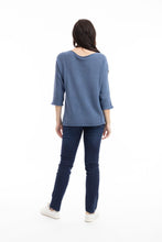 Load image into Gallery viewer, Orientique Boat Neck 3/4 Sleeve Cotton Sweater
