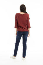 Load image into Gallery viewer, Orientique Boat Neck 3/4 Sleeve Cotton Sweater

