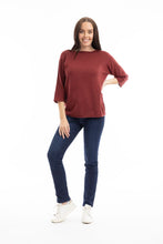 Load image into Gallery viewer, Orientique Boat Neck 3/4 Sleeve Cotton Sweater
