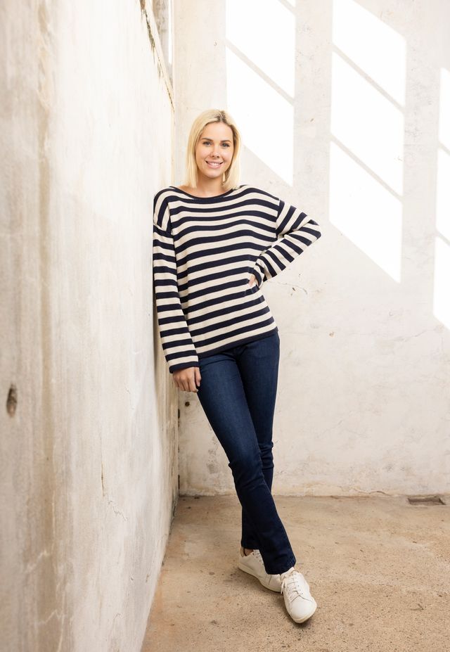 Orientique Striped Pullover Cotton Sweater