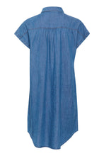 Load image into Gallery viewer, Part Two Ellena Medium Blue Denim Cap Sleeve Button Front Shirt Dress
