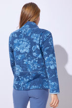 Load image into Gallery viewer, Denim Quarter Zip Print Fleece Lined Pullover with Front Pocket
