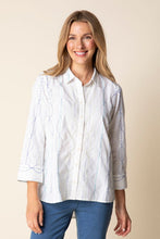 Load image into Gallery viewer, High-Low Embroidered Cotton/Linen Blend Shirt
