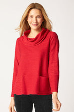 Load image into Gallery viewer, Habitat Ruby Cowl Neck Textured Top with Pockets

