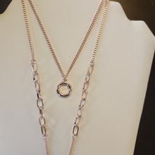 Load image into Gallery viewer, Merx Fashion Rose Gold Double Layer Necklace with Cutout Circle Pendants
