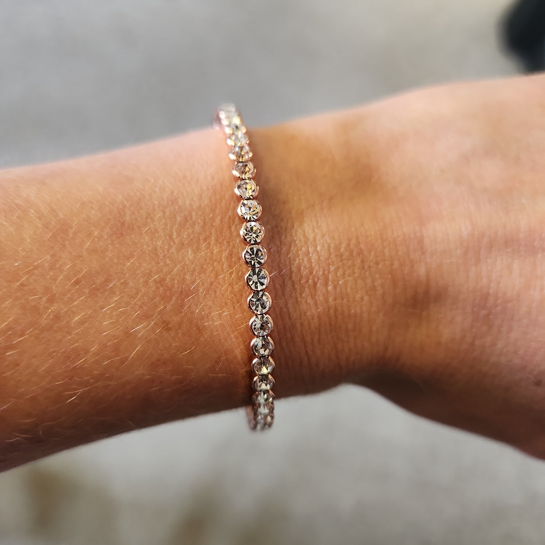 Merx Sofistica Rose Gold & Crystal 1 Row Bangle Bracelet