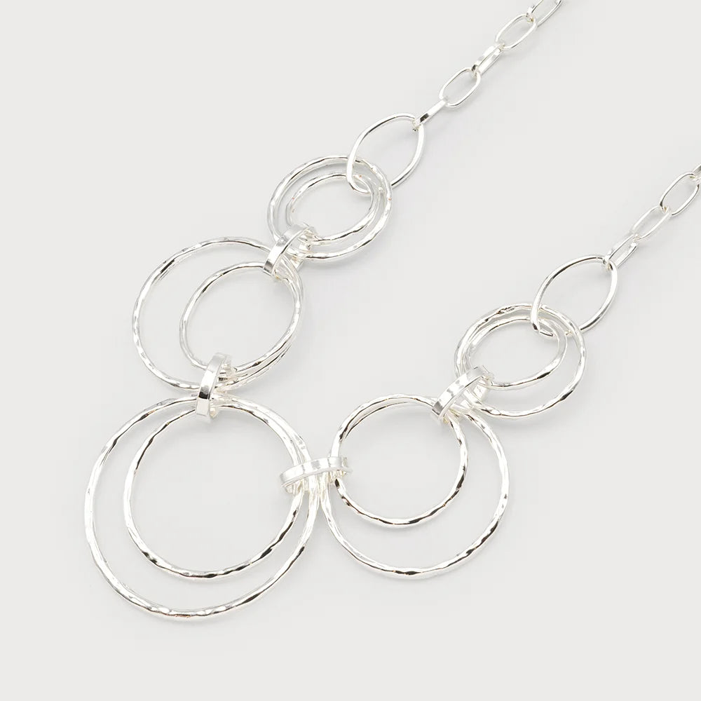 Caracol Silver Multi Ring Short Chain Necklace