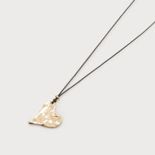 Load image into Gallery viewer, Carcol Black Cord Short Necklace with Hammered Heart Pendant in Gold or Silver
