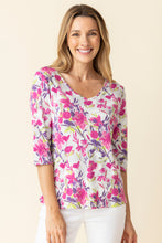 Load image into Gallery viewer, Habitat Berry Summer Floral Cozy Rib V-Neck Cotton Tee
