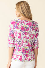 Load image into Gallery viewer, Habitat Berry Summer Floral Cozy Rib V-Neck Cotton Tee
