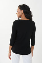 Load image into Gallery viewer, Joseph Ribkoff Classic 3/4 Sleeve Scoop Neck T-Shirt in Midnight Blue or Black
