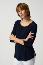 Load image into Gallery viewer, Joseph Ribkoff Classic 3/4 Sleeve Scoop Neck T-Shirt in Midnight Blue or Black
