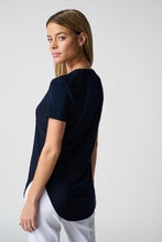 Load image into Gallery viewer, Joseph Ribkoff Classic Short Sleeve Scoop Neck T-Shirt in Midnight Blue or Black
