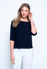 Load image into Gallery viewer, Picadilly 3/4 Sleeve Boat Neck Top in Deep Navy or Heather Charcoal
