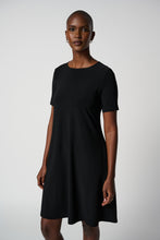 Load image into Gallery viewer, Joseph Ribkoff Scoop Neck Short Sleeve Classic A-Line Dress In Midnight Blue or Black
