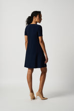 Load image into Gallery viewer, Joseph Ribkoff Scoop Neck Short Sleeve Classic A-Line Dress In Midnight Blue or Black
