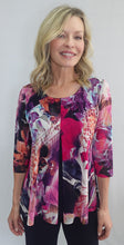 Load image into Gallery viewer, Soft Works Pink Multi 3/4 Sleeve Overlay Top with Front Slit

