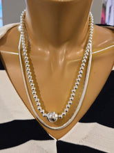 Load image into Gallery viewer, Merx Double Strand Necklace with Ball Pendant in Shiny Gold or Shiny Silver
