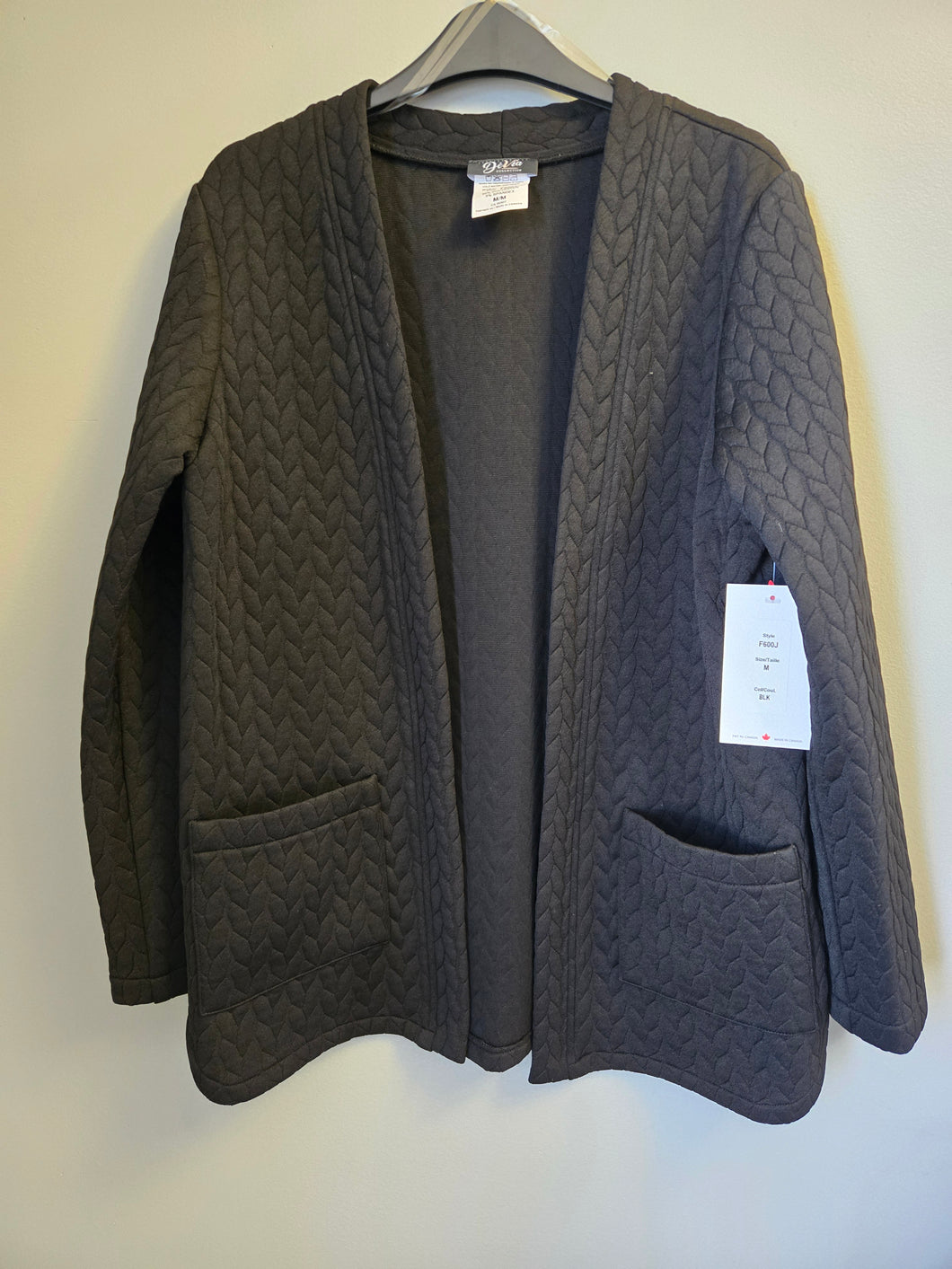 Devia Collection Black Quilted Long Jacket with Pockets