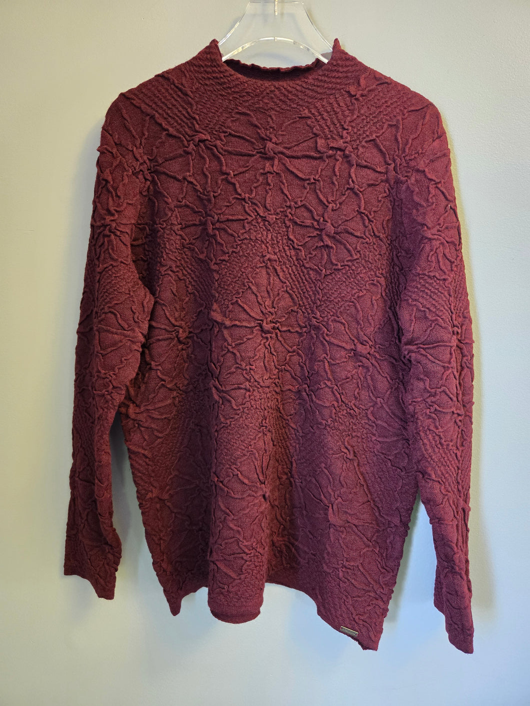 Picadilly Bordeaux Funnel Neck Textured Top